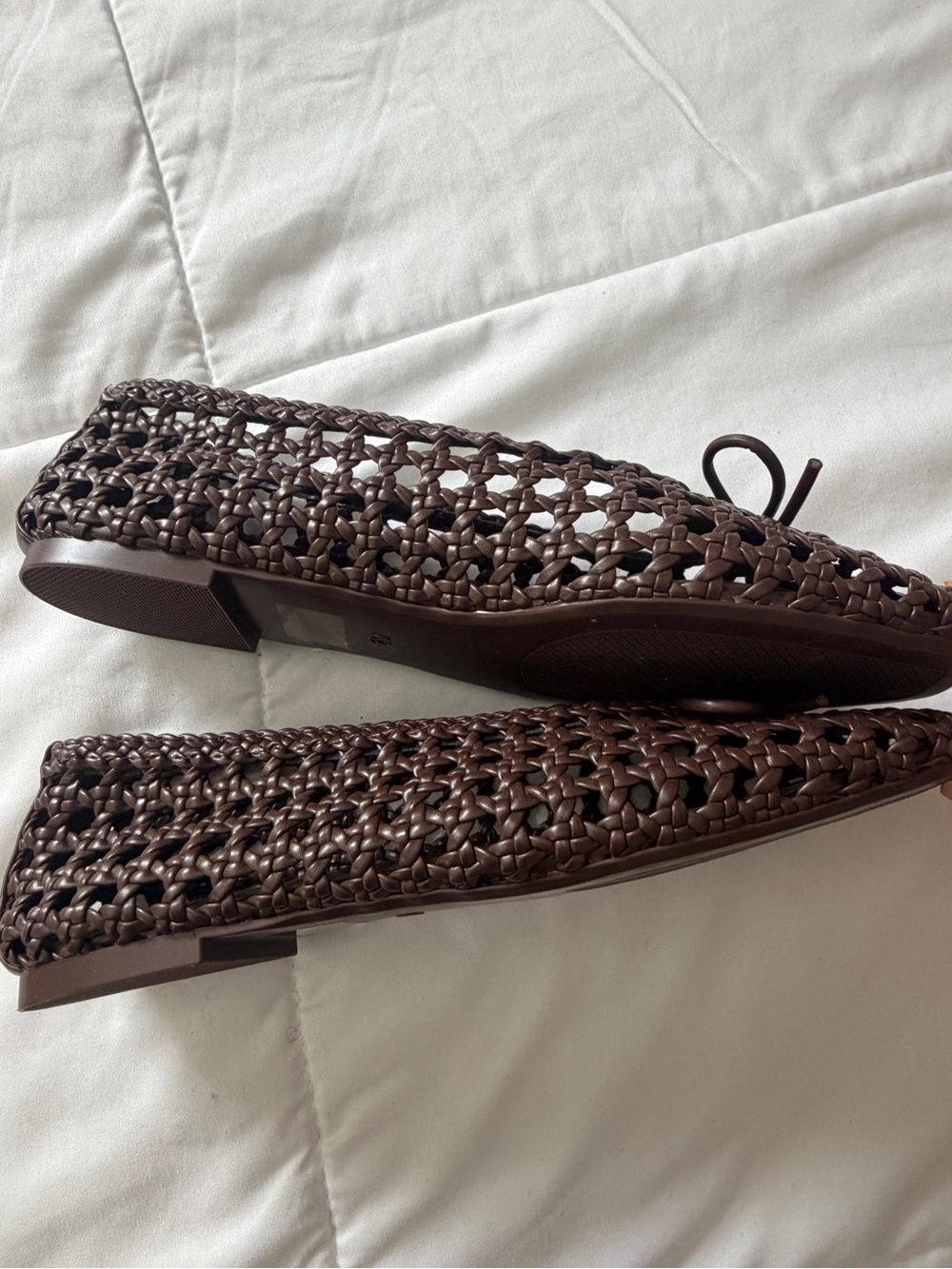 Camila Coelho Dark Brown Woven Ballet Flats with Bow - Picture 5 of 7